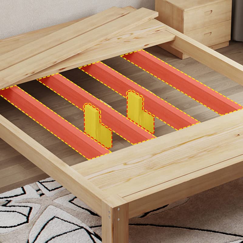 LITFAD Scandinavian Bed Frame Platform Bed Solid Wood Standard Bed Wooden Slats (No Box Spring Needed) - California King, Single Bed