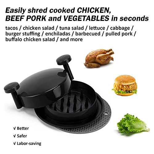 Chicken Shredder ShredMachine, Chicken Grinder Machine Better Than Bear Claw Meat Shredder for Pulled Pork Tool with Handle Non-skid Base Suitable (Black)