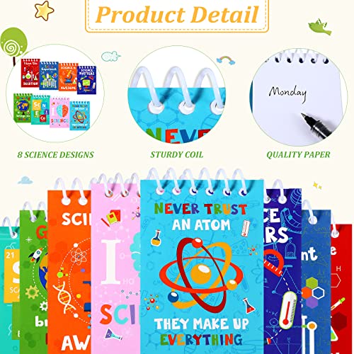 Cindeer Science Party Mini Notebooks Science Party Spiral Portable Notepads Party Bag Stuffers with 8 Designs Teacher Classroom Reward Supply for Boys Girls Planet Birthday Theme Party Favor