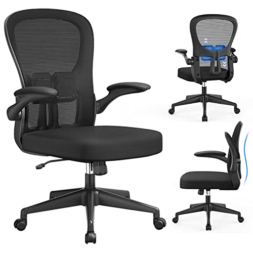 YONISEE Desk Chair - Ergonomic Office Chair Swivel Computer Chair with Flip-up Armrest, Adjustable Lumbar Support, Height Tilting Adjustment, Home Office Desk Chairs Mesh Task Rocking Executive Chair