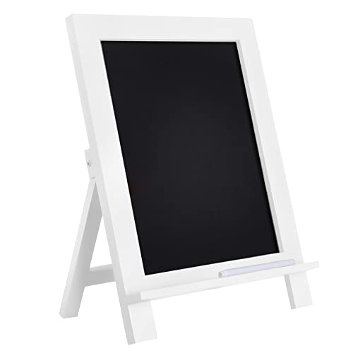 Egofine Wooden Chalkboard Sign, Tabletop Magnetic Chalkboard with Stand（White）Small Countertop Chalkboard Easel Kitchen Memo Board Décor for Home, Café, Wedding