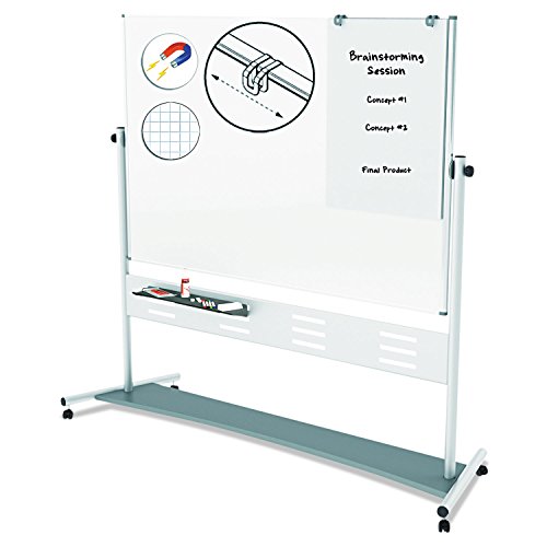 MasterVision QR5507 Magnetic Reversible Mobile Easel, 70 4/5w x 47 1/5h, 80-Inch h, White/Silver