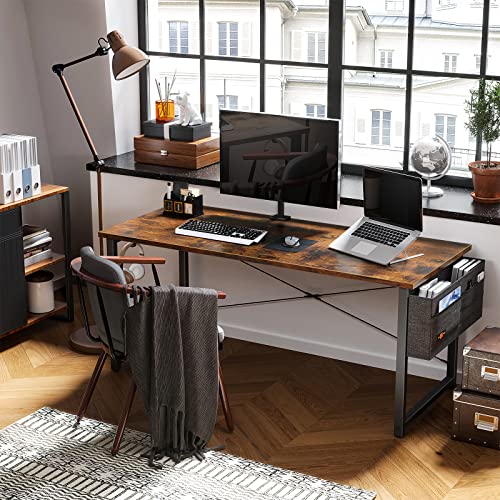 ODK 63 inch Super Large Computer Writing Desk Gaming Sturdy Home Office Desk, Work Desk with A Storage Bag and Headphone Hook, Vintage