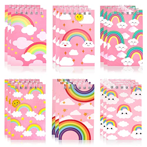 24 Pcs Mini Rainbow Notebook,Rainbow Mini Notepads for Kids,Mini Spiral Notebooks,2.36 x 3.94 Inch Rainbow Pocket Notebooks for Girls Kids Classroom Birthday Rainbow Party Favors