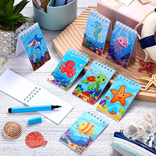 24 Pcs Mini Ocean Animal Notebooks Sea Party Favors Spiral Pocket Notepads for Kids Birthday Party Supplies School Classroom Gifts ( Sea Animal Style)