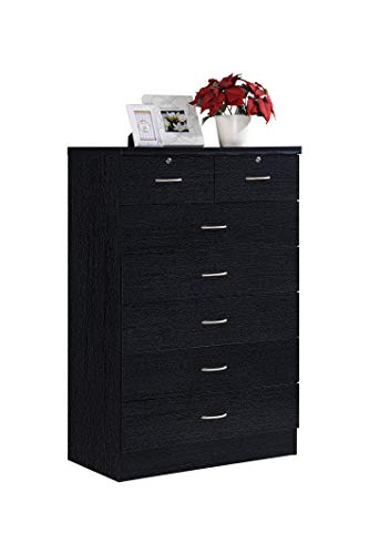 HODEDAH IMPORT HI70DR Black 7 with Locks On 2-Top Chest of Drawers