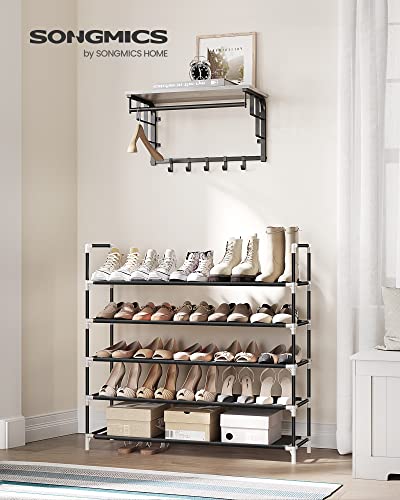 SONGMICS 5 Tiers Shoe Rack Space Saving Tower Cabinet Storage Organizer Black 39"L Holds 20-25 Pair of Shoes ULSH55H