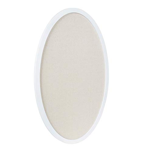 Kate and Laurel Holbrook Farmhouse Framed Oval Fabric Pinboard, 24 x 36, White, Decorative Bulletin Board for Wall