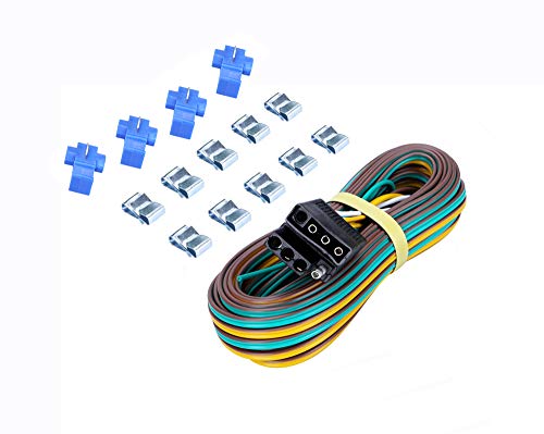 MAXXHAUL 4-Pin Flat Trailer Wiring Harness Kit 25' Male and 4' Female [18 Gauge Color Coded Wires] for Utility & Boat Trailer Wire Kits