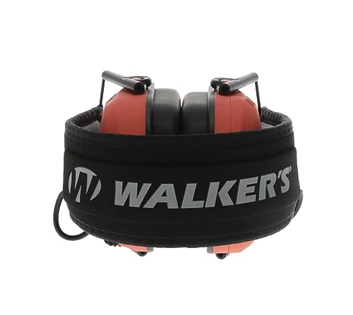 Walker's Razor Slim Ultra Low Profile Compact Design Adjustable Range Shooting Hunting Hearing Protection Electronic Earmuffs, Coral