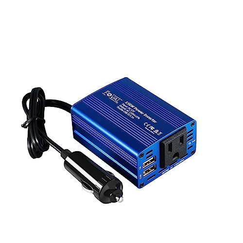 FOVAL 150W Power Inverter for Vehicles 12V DC to 110V AC Converter Car Adapter for Plug Outlet with 3.1A Dual USB Car Charger for Laptop, Road Trip Accessories