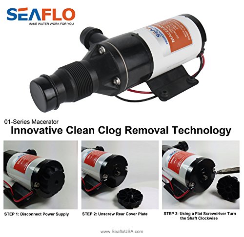 SEAFLO Macerator Waste Water Pump 12V New Anti-Clog Feature for RV Marine Trailer Toilet Sewer Self Priming