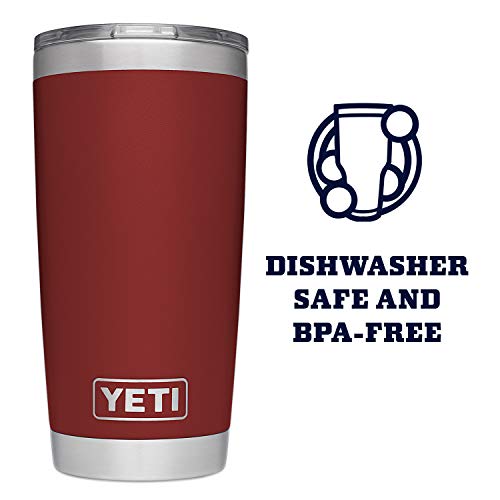 YETI Rambler 20 oz Tumbler, Stainless Steel, Vacuum Insulated with MagSlider Lid, Brick Red