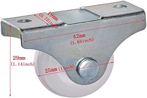 Luomorgo 1 inch Casters Fixed Metal Top Plate Hard Plastic Wheels Orienteering Caster Wheel 8pcs (with Screws)