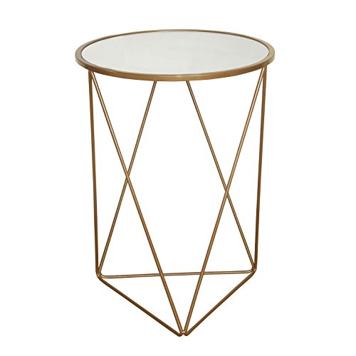 HomePop Geometric Shape Metal Accent Table, Gold, 18.24 in x 24 in x 18 in