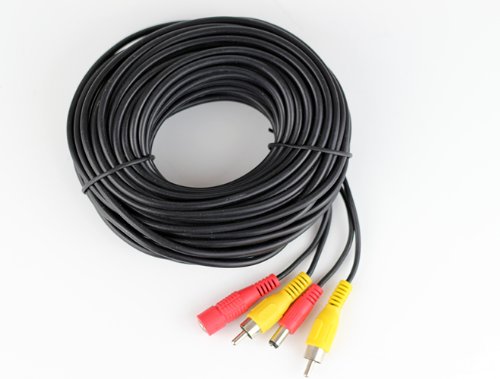 HitCar RCA Plug DC 2.1 5.5 MM Power Video AV Extension Cord Cable for CCTV Security Car Tuck Bus Trailer Reverse Parking Reverse Camera 15 Meters 59ft