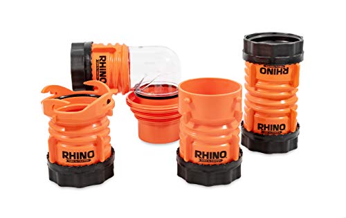 Camco RhinoFLEX Swivel Coupler Fitting with Two Locking Rings - Easily Connect RhinoFLEX Sewer Hoses | Locking Ring Secures Fitting to Hose | Fits in 4" Square RV Bumper - (39821)