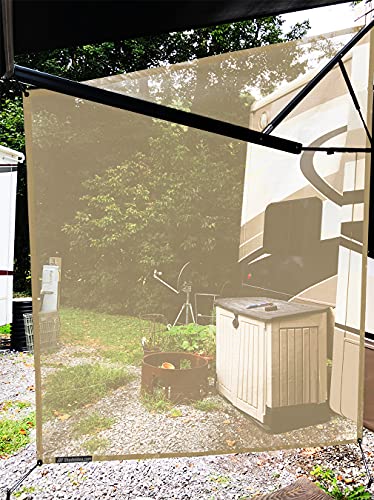Shadeidea RV Sun Shade Screen for Awning Side - 9' 6'' X 7' 6'' Tan Mesh Sunshade Motorhome Camping Trailer UV Sunblocker Canopy Sunscreen Offer 3 Years Lasting
