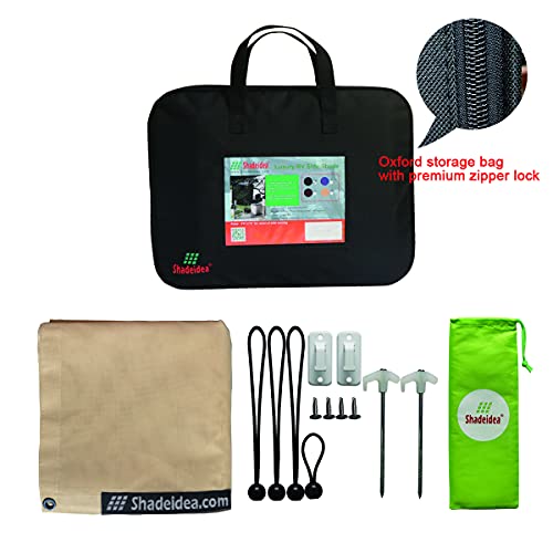 Shadeidea RV Sun Shade Screen for Awning Side - 9' 6'' X 7' 6'' Tan Mesh Sunshade Motorhome Camping Trailer UV Sunblocker Canopy Sunscreen Offer 3 Years Lasting