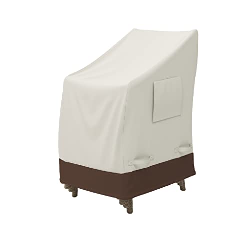 Amazon Basics Outdoor Stackable-Chair Patio Furniture Cover, Beige + Tan