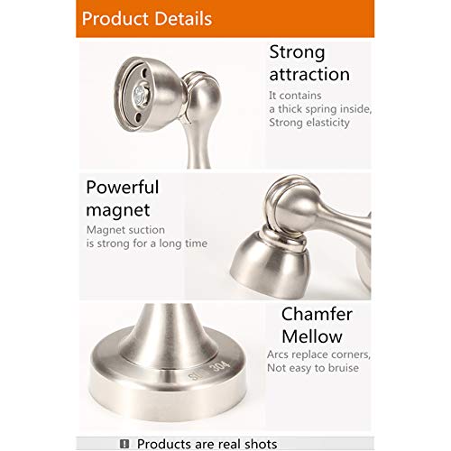ZCKJ Door Stopper, Magnetic Door Stop, Stainless Steel Door Holder with Double Sided Sticker, Keep Your Door Open Wall Mount Silver 2 Pack