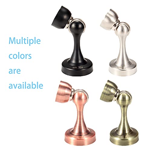 ZCKJ Door Stopper, Magnetic Door Stop, Stainless Steel Door Holder with Double Sided Sticker, Keep Your Door Open Wall Mount Silver 2 Pack