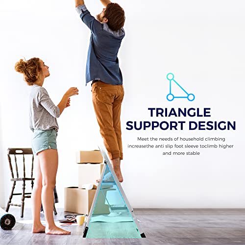 Delxo Step Ladder 2 Step Stool with Handle Heavy Duty Steel Sturdy Wide Pedal Ladder Folding Lightweight Anti-Slip Portable & Collapsible Ladder Kitchen Small Step Stool 500 lbs.White