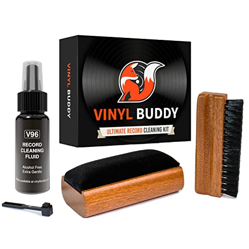 Vinyl Buddy Ultimate Vinyl Record Cleaning Kit | Includes: Record Cleaner, Velvet Brush, Microfiber Brush, Stylus Brush & Storage Pouch - Restore & Revive Your LPs