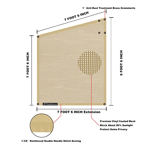 Shadeidea RV Sun Shade Screen for Awning Side - 9' 6'' X 7' 6'' Tan Mesh Sunshade Motorhome Camping Trailer UV Sunblocker Canopy Sunscreen Offer 3 Years Lasting