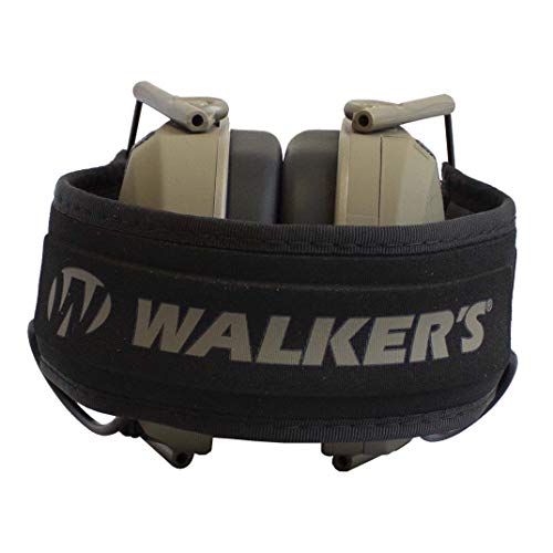 Walker's Razor Slim Shooter Electronic Hunting Folding Hearing Protection Earmuffs with 23dB Noise Reduction and Sound Amplification, Dark Earth