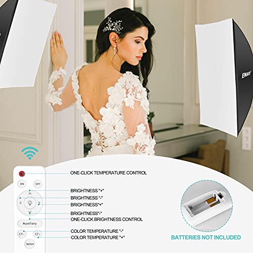 EMART Dimmable LED Softbox Lighting Kit, Continuous Lighting Soft Box Lights Set, Home Studio Product Photo Photography Light Kit for YouTube Video Recording, Photoshoot, Podcast, Live Streaming
