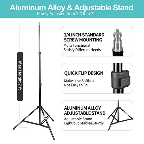 EMART Dimmable LED Softbox Lighting Kit, Continuous Lighting Soft Box Lights Set, Home Studio Product Photo Photography Light Kit for YouTube Video Recording, Photoshoot, Podcast, Live Streaming