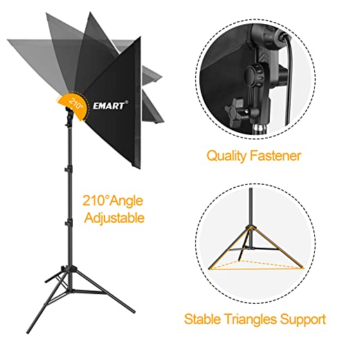 EMART Softbox Lighting Kit with Light Reflector, 24"x24" 1000W Photography Soft Box Continuous Light Set with Photo Studio Bulbs, Professional Camera Light Equipment for Video Recording, Filming