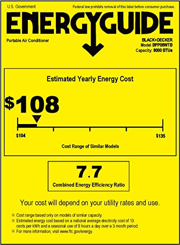 BLACK+DECKER 12,000 BTU Portable Air Conditioner with Remote Control, White