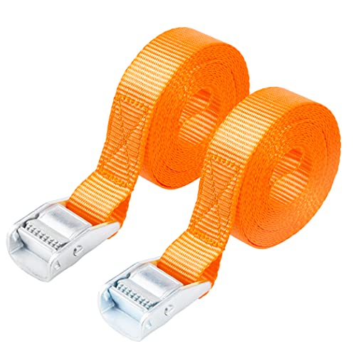 Cartman 1" x 12' Lashing Straps Cargo Tie-Down Strap Up to 600lbs, 2pk Orange