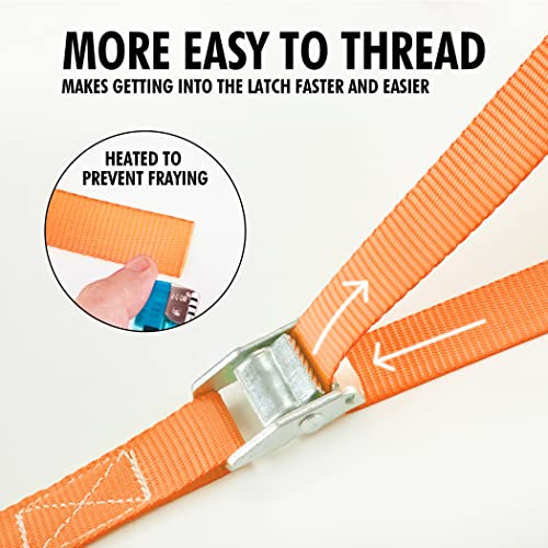 Cartman 1" x 12' Lashing Straps Cargo Tie-Down Strap Up to 600lbs, 2pk Orange