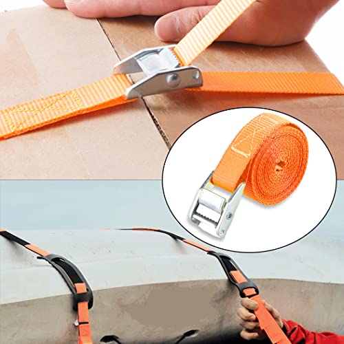 Cartman 1" x 12' Lashing Straps Cargo Tie-Down Strap Up to 600lbs, 2pk Orange