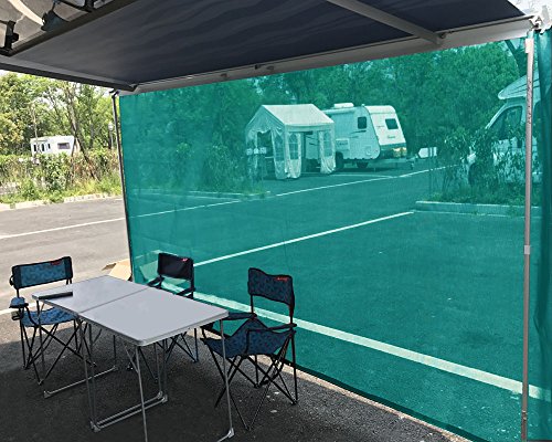 Tentproinc RV Awning Shade Screen 7' X 10' 3'' Gift Blue Sunshade Camping Trailer UV Sun Blocker Complete Kits - 3 Years Limited Warranty