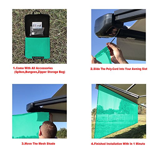 Tentproinc RV Awning Shade Screen 7' X 10' 3'' Gift Blue Sunshade Camping Trailer UV Sun Blocker Complete Kits - 3 Years Limited Warranty