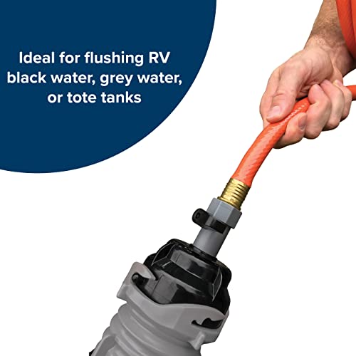 Camco Rhino 25-Foot RV Clean-Out Gray/Black Water Hose | Features a Heavy-Duty PVC Construction, a Bright Orange Color, and is Great for Cleaning Camper Black Water, Grey Water or Tote Tanks (22990)