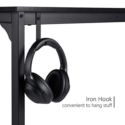 CubiCubi Computer Desk 40" Study Writing Table for Home Office, Modern Simple Style PC Desk, Black Metal Frame, Black