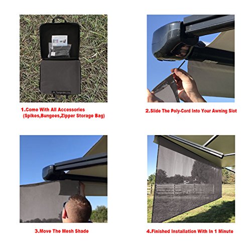 Tentproinc RV Awning Sun Shade Screen 6' X 19' 3'' - Brown Mesh Sunshade UV Sunshine Blocker Complete Kits Motorhome Camping Trailer Canopy Shelter Blocker - 3 Years Limited Warranty