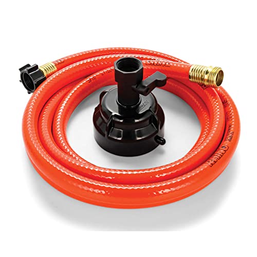 Camco RhinoFlex 10-Foot RV Clean-Out Gray/Black Water Hose with Rinser Cap | Features a 4-Way Water Pressure Blaster, Water Shut-off Valve, and is Great for Cleaning Camper Black Water Tanks (22999)