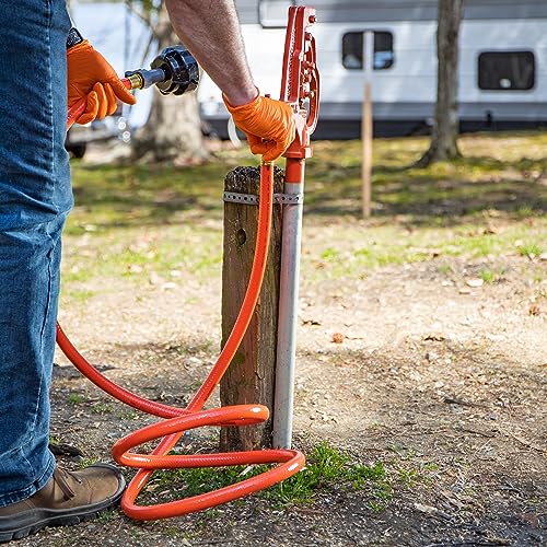 Camco RhinoFlex 10-Foot RV Clean-Out Gray/Black Water Hose with Rinser Cap | Features a 4-Way Water Pressure Blaster, Water Shut-off Valve, and is Great for Cleaning Camper Black Water Tanks (22999)