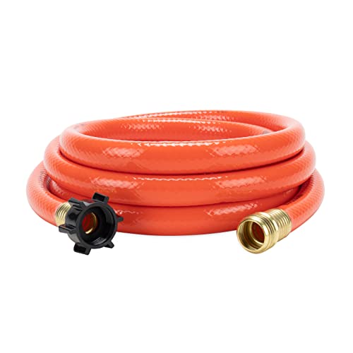 Camco RhinoFlex 10-Foot RV Clean-Out Gray/Black Water Hose with Rinser Cap | Features a 4-Way Water Pressure Blaster, Water Shut-off Valve, and is Great for Cleaning Camper Black Water Tanks (22999)