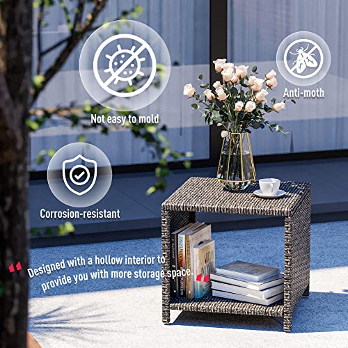 Pamapic 5 Pieces Wicker Patio Furniture Set Outdoor Patio Chairs with Ottomans Conversation Furniture with coffetable for Poorside Garden Balcony(Grey Cushion +Grey Rattan)