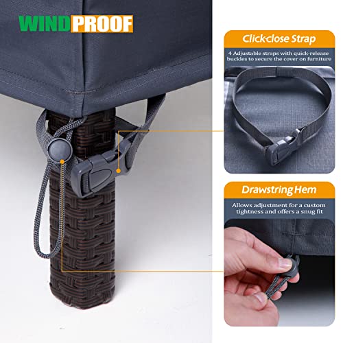 F&J Outdoors Outdoor Patio Furniture Covers, Waterproof UV Resistant Anti-Fading Cover for Small Round Table Chairs Set, Grey, 62 inch Diameter