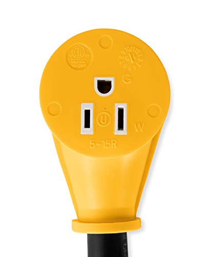 Camco 12" PowerGrip Dogbone Electrical Adapter with Handle | 30 amp Male to 15 amp Female (55155)