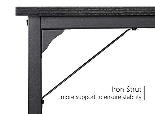 CubiCubi Computer Desk 47" Study Writing Table for Home Office, Modern Simple Style PC Desk, Black Metal Frame, Black