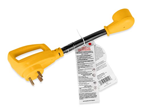 Camco 12" PowerGrip Dogbone Electrical Adapter with Handle | 30 amp Male to 15 amp Female (55155)